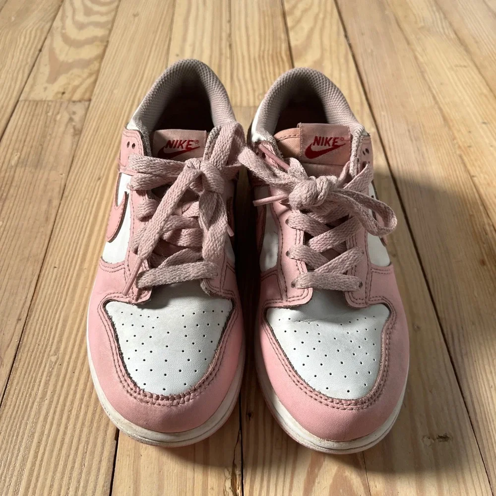 Nike Dunk Low Kids Size 3Y Pink White Leather Low Top Sneakers HV0930-100